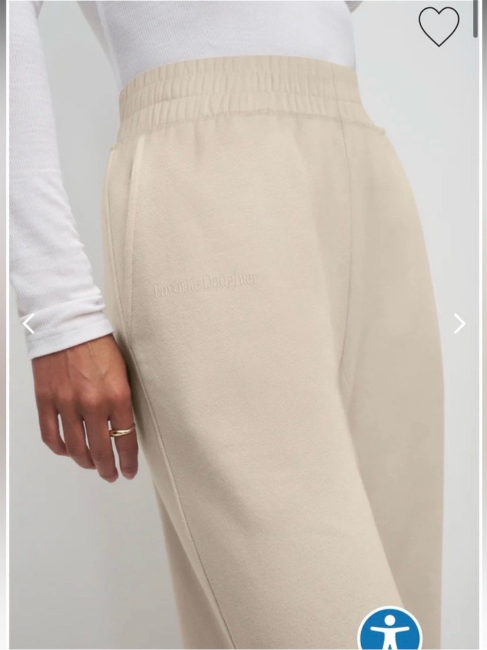 NWT Favorite Daughter Embroidered Wide Leg Sweatpant Stone sweatpants cream - Picture 3 of 5